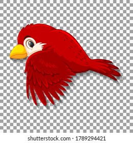 Cute red bird cartoon character illustration