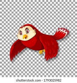 Cute red bird cartoon character illustration