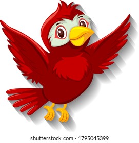 Cute red bird cartoon character illustration