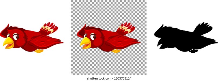 Cute red bird cartoon character illustration