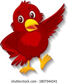 Cute red bird cartoon character illustration
