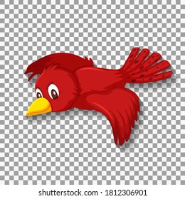 Cute red bird cartoon character illustration