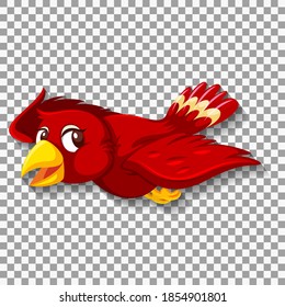 Cute red bird cartoon character illustration