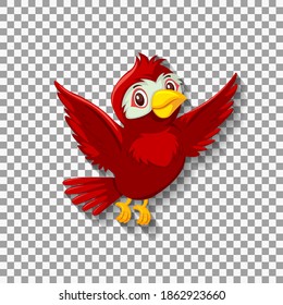 Cute red bird cartoon character illustration