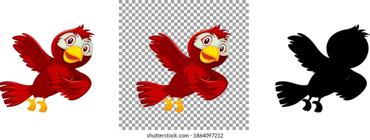Cute red bird cartoon character illustration