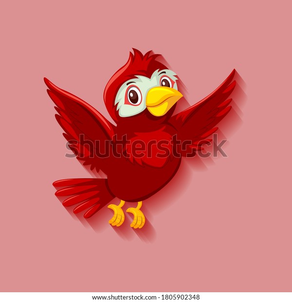 かわいい赤い鳥の漫画のキャラクターイラスト のベクター画像素材 ロイヤリティフリー