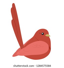 Cute red bird in flat style. Vector illustration.