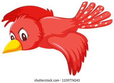 A cute red bird flying illustration