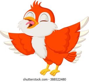 Cute red bird singing