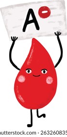 Guardar Clipart lindo tipo de gota de sangre roja Un donante rhesus carácter negativo dibujos animados doodle crayón acuarela ilustración para niños donar donación