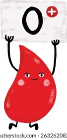 Guardar Clipart gota de sangre roja linda tipo O donante rhesus personaje positivo dibujos animados doodle crayón acuarela ilustración para niños donar donación