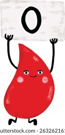 cute red blood drop type O donor rhesus character cartoon doodle crayon watercolor kids illustration donate donation save lives vector clipart sticker