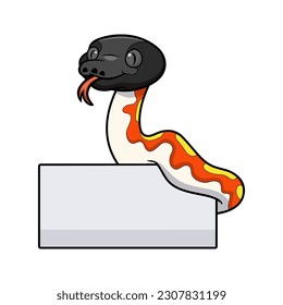 Caricatura del pitón rojo de la sangre con signo en blanco