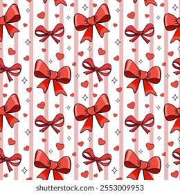 Cute red bow girly seamless pattern