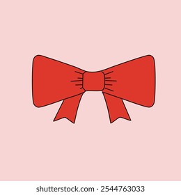 Cute red bow with a playful shape. Ideal for children's books, greeting cards, or party invitations