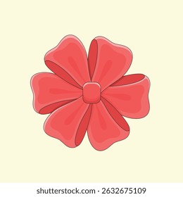Cute Red Bow Tie or Gift Bow Vector Illustration. Decoration for Holiday Gifts and Christmas Cards. Decor Design Element.