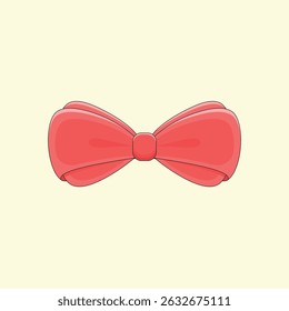 Cute Red Bow Tie or Gift Bow Vector Illustration. Decoration for Holiday Gifts and Christmas Cards. Decor Design Element.