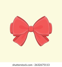 Cute Red Bow Tie or Gift Bow Vector Illustration. Decoration for Holiday Gifts and Christmas Cards. Decor Design Element.