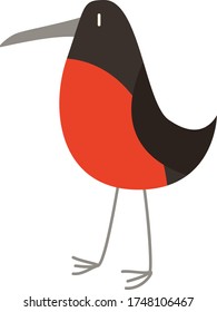 Cute red breasted meadowlark Cartoon, Vector illustration on a white background. Drawing for children