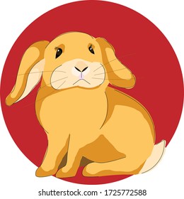 cute red bunny in a red circle logo