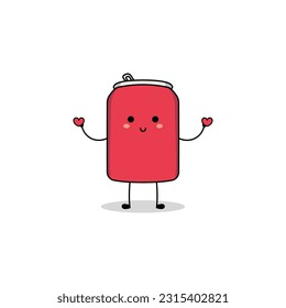 Cute red can cartoon character spreading love