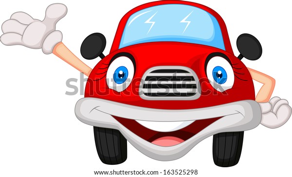 Cute red car cartoon\
character