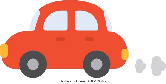 Cute red car illustration, simple red car