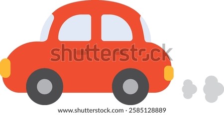 Cute red car illustration, simple red car