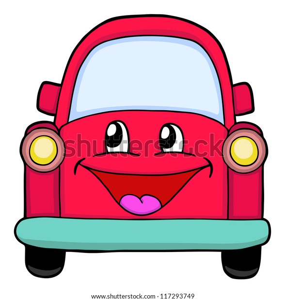 Cute red car, painted
illustration