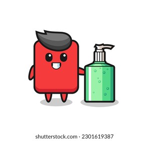 cute red card cartoon with hand sanitizer , cute style design for t shirt, sticker, logo element