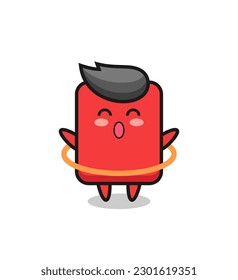 cute red card cartoon is playing hula hoop , cute style design for t shirt, sticker, logo element
