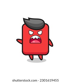 cute red card cartoon in a very angry pose , cute style design for t shirt, sticker, logo element