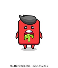the cute red card character with puke , cute style design for t shirt, sticker, logo element