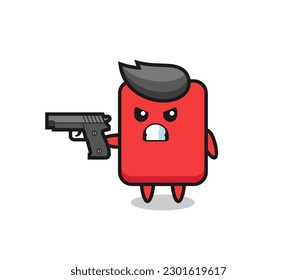 la tira de caracter rojo lindo con un arma, diseño de estilo lindo para camiseta, pegatina, elemento logo