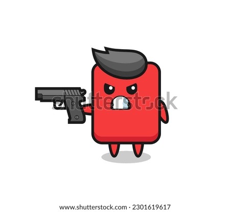 the cute red card character shoot with a gun , cute style design for t shirt, sticker, logo element