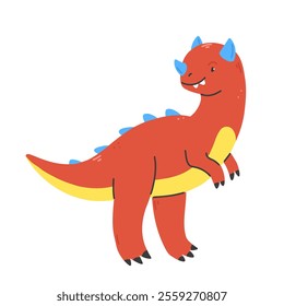 Cute red Carnotaurus character isolated on a white background. Vector illustration.