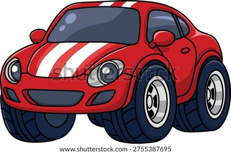 Cute Red Cartoon Beetle Car