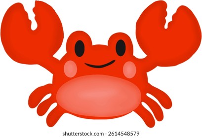 Cute Red Cartoon Crab Vector Illustration