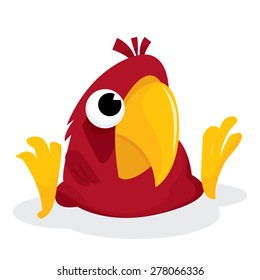 A cute red cartoon macaw stock vector illustration.