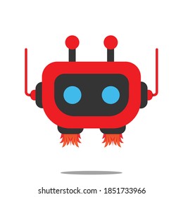 cute red cartoon robots isolated on white background, vector illustration character, T-shirt design, and print for kids.