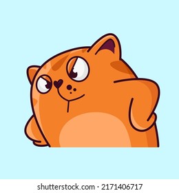 Cute Red Cat Is Angry. Demonstrates Emotions, Anger, Punishment, Who Did It. Cat Character Hand Drawn Style, Sticker, Emoji