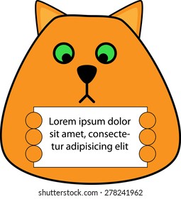 cute red cat with banner