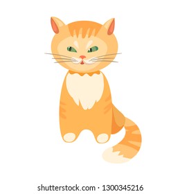 cute red cat cartoon. vector illustration