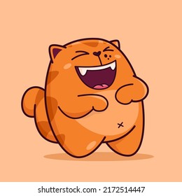 Cute red cat is dying of laughter. Demonstrates emotions, lol, laughter, joy. Cat character hand drawn, sticker, emoticon
