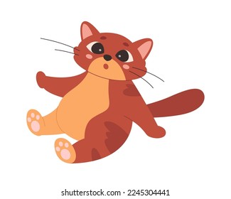 Cute red cat flat icon Funny domestic animal. Vector illustration