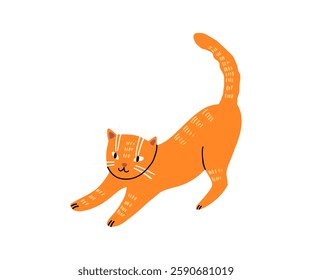 Cute red cat in flat style. Pet, animal. Hand drawn vector illustration.