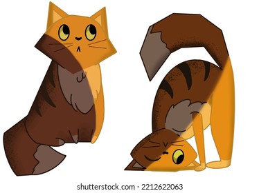 lindo gato rojo parloteo alrededor de la ilustración y vector