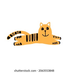 Cute red cat icon. Doodle illustration of cute red cat vector.