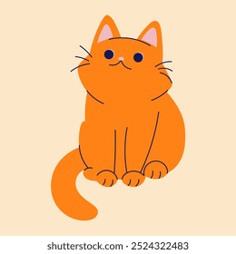 A cute red cat . Illustration in flat cartoon style. 