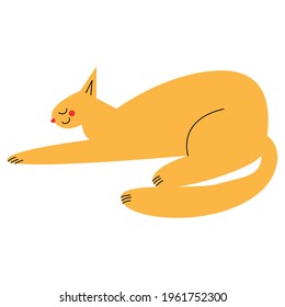 Cute red cat is lying, sleeping. Happy pet